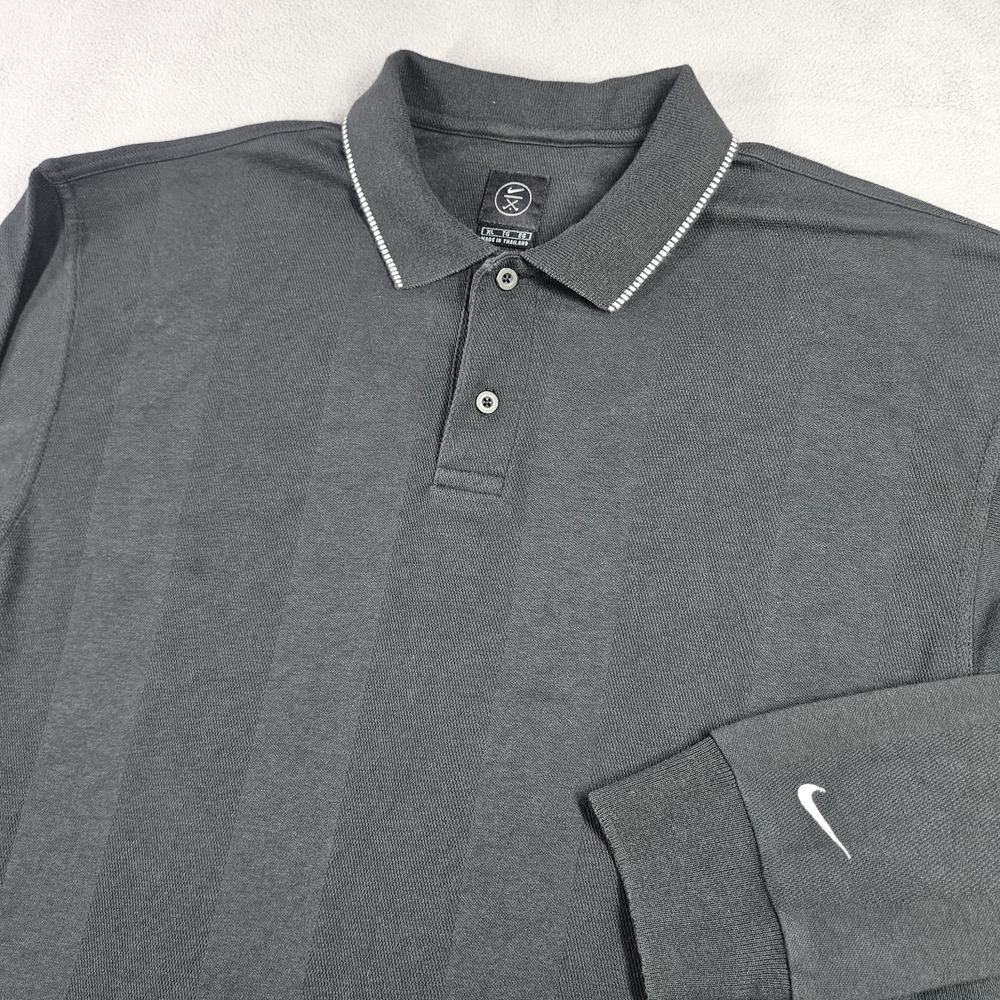Vintage Nike Golf Polo Shirt Mens XL Black Knit Shield Swoosh Collared 90s Retro